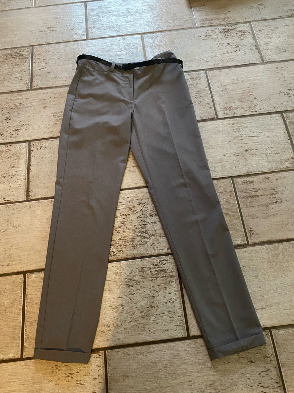 Worthington Women’s Belted and Cuffed Dress Pants Gray Size 4